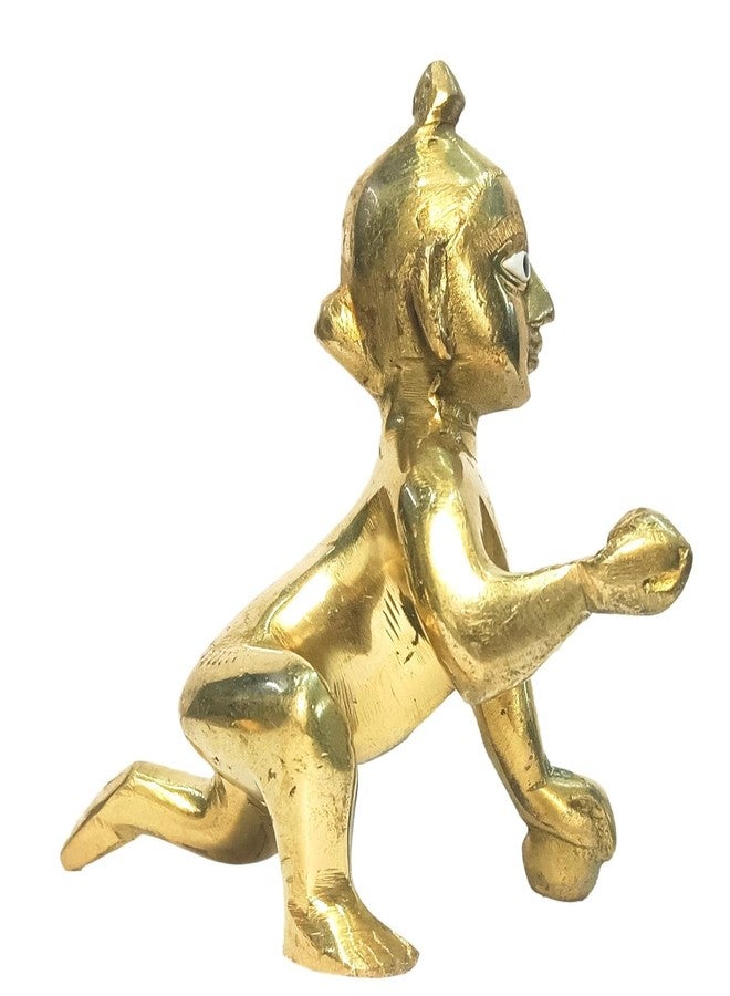 athizay Brass Laddu Gopal Idol - متوفر بالمقاس رقم 2 (8.5 سم)، 3 (9.5 سم)، 4 (10.5 سم)، 5 (13 سم) | بال جوبال مورتي لماندر وجانماشتامي وبوجا (10 سم × 6 سم × 9.5 سم) - Image 4